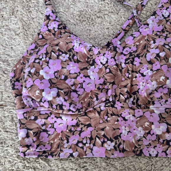 Offline by aerie Real Me Stretch Sports Bra Size XS Floral Cross Back - Picture 3 of 5